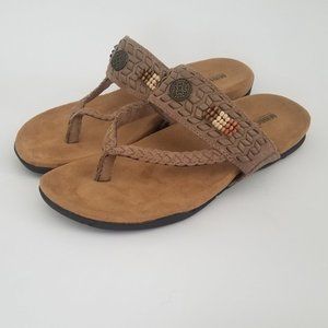 Minnetonka Brown Leather Braided Boho Sandals 7